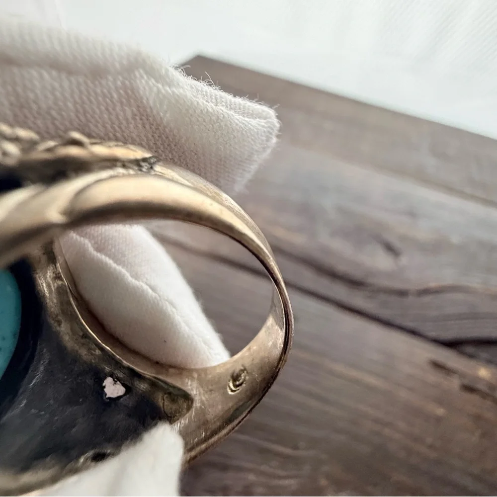 Turquoise Stone Silver Ring - Blue Women Jewelry